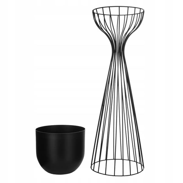 Stående blomsterstativ metal matsort trådloftsstativ 68cm