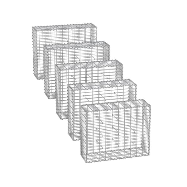 Gabion, Stenkurv, 100x80x30 cm, Sølv