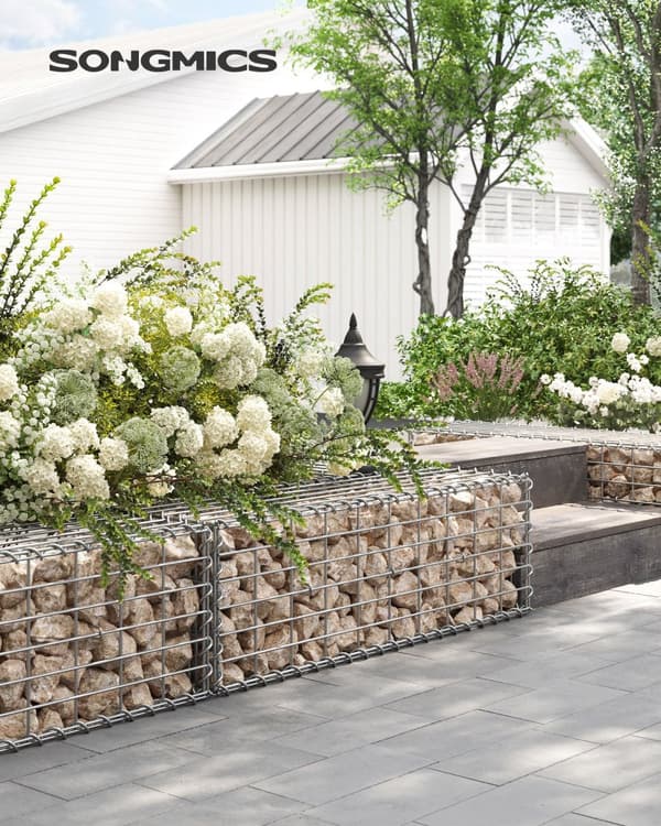 Gabione, SONGMICS, 100x30x30 cm, Sølv