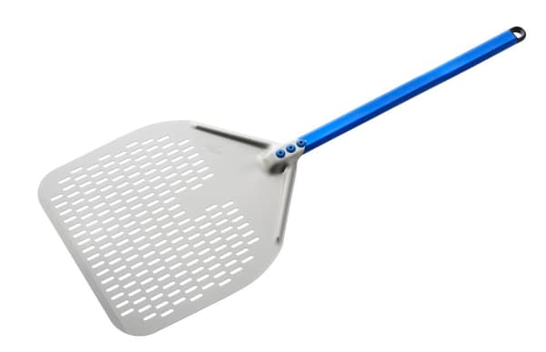 Gi.Metal Azzurra Rectangular Perforated Pizza Peel 30x30 cm Handle 60 cm