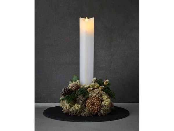 Sirius Sara Kalenderljus Ø4,8xH29cm, vit/guld