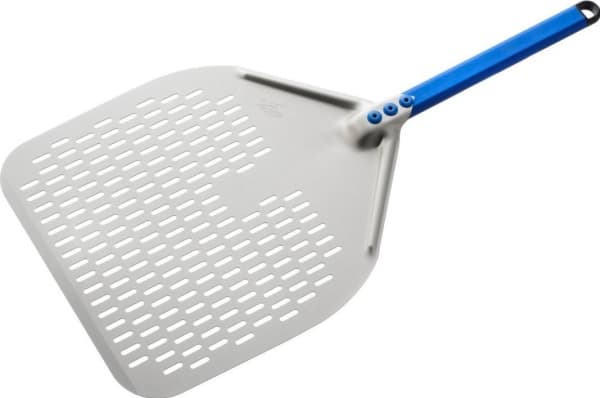 Gi.Metal Azzurra Rectangular Perforated Pizza Peel 36x36 cm Handle 30 cm
