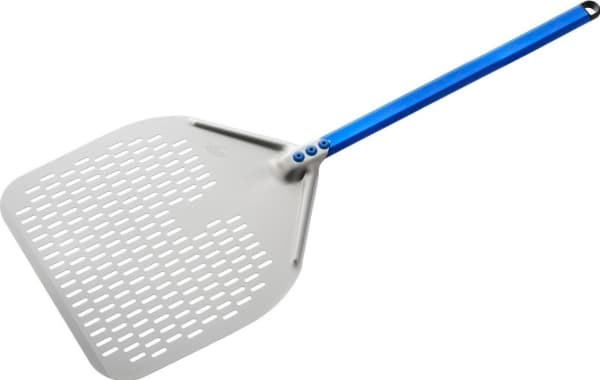 Gi.Metal Azzurra Rectangular Perforated Pizza Peel 36x36 cm Handle 60 cm