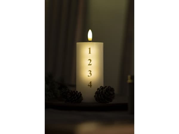 Sirius Sille Adventtikynttilä - Valkoinen/Kulta - Ø 7 cm - K 15 cm
