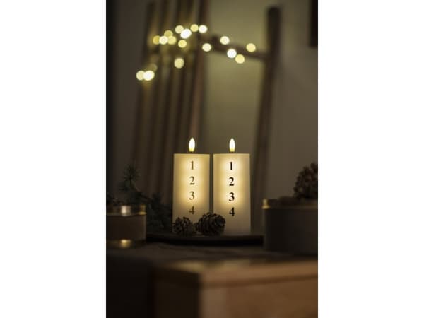 Sirius Sille Adventtikynttilä - Valkoinen/Kulta - Ø 7 cm - K 15 cm