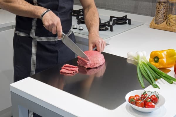 Gi.Metal Pastry board / cutting board of stainless steel 50x50cm with non-slip an