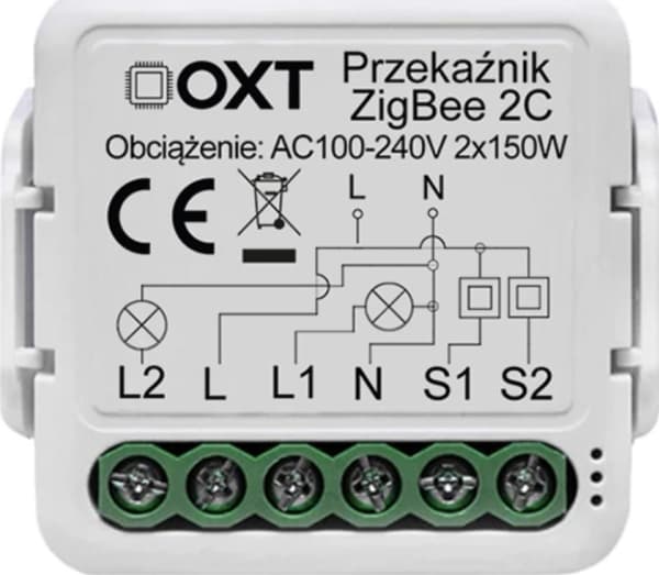 Tuya - 2 kanals mini ZigBee siųstuvas-imtuvas - Android/iOS programa - OXT T262