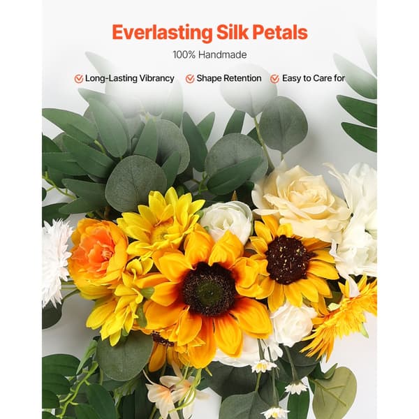 Kunstige Bryllupsbue Blomstersæt, Gul Sæt med 2 Blomster & 1 Draper, Perfekt til Dekoration
