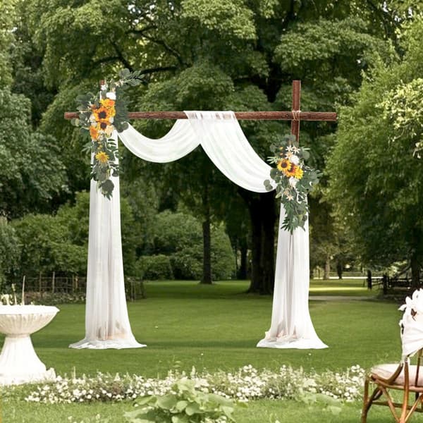 Kunstige Bryllupsbue Blomstersæt, Gul Sæt med 2 Blomster & 1 Draper, Perfekt til Dekoration