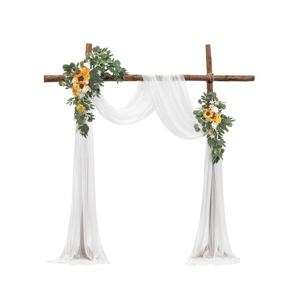 Konstgjorda Bröllopsbåge Blommor Kit, Gul Färg, 1 set Draperier, 2 st Blommor