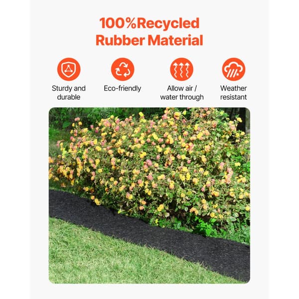 Gummi Mulch Rulle til Landskabspleje, 120 x 4,5, Gummi Mulch Mat Sti, Skridsikker, Vejrbestandig