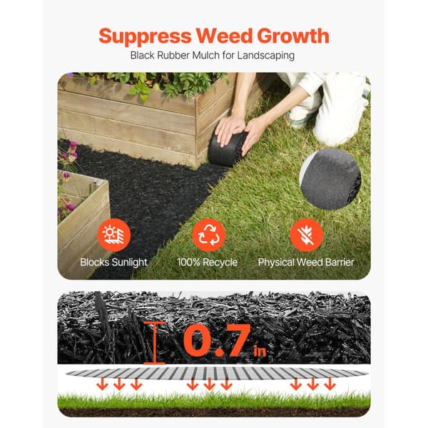 Gummi Mulch Rulle til Landskabspleje, 120 x 4,5, Gummi Mulch Mat Sti, Skridsikker, Vejrbestandig