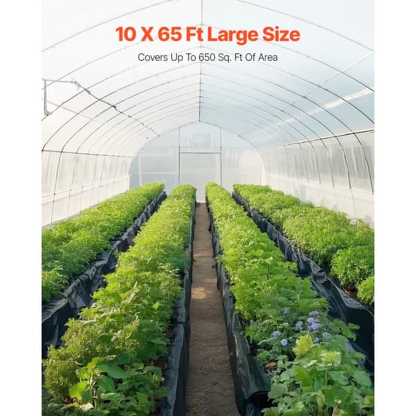 10Mil Plastfolierulle, 10 x 65 FT, Heavy Duty Film, Sort/Hvid