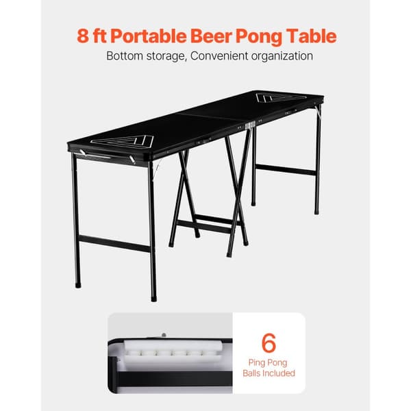 Beer Pong Pöytä 2,4 m, Taitettava Takaluukku, Juhlapeli Kantokahvalla