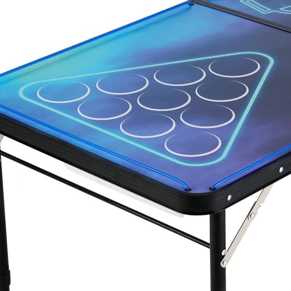 2,4 m Kannettava Beer Pong Pöytä, LED-valaistus, Kätevä Kantokahva, Takaluukun Juhlapeli
