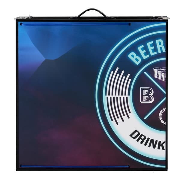 2,4 m Kannettava Beer Pong Pöytä, LED-valaistus, Kätevä Kantokahva, Takaluukun Juhlapeli