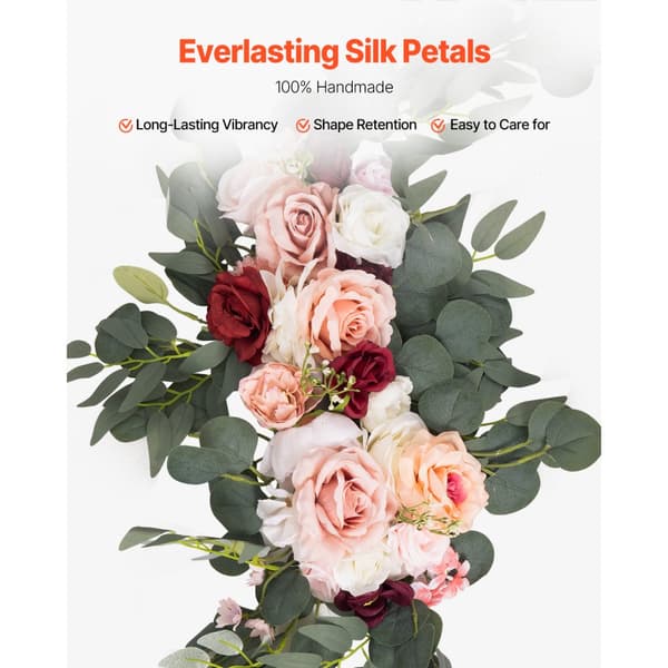 Kunstige Bryllupsbue Blomsterkit, Pink, Med 2 Stk Blomster & 3 Stk Draperier