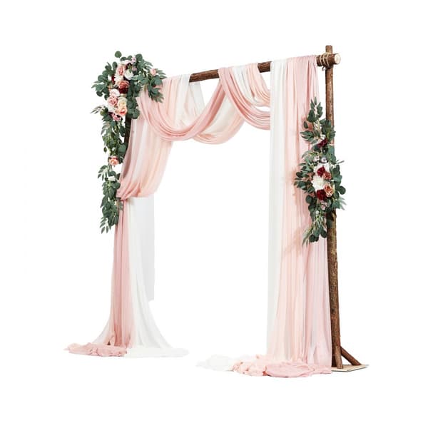 Kunstige Bryllupsbue Blomsterkit, Pink, Med 2 Stk Blomster & 3 Stk Draperier