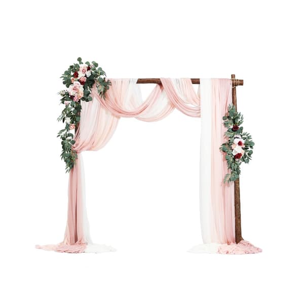 Kunstige Bryllupsbue Blomsterkit, Pink, Med 2 Stk Blomster & 3 Stk Draperier