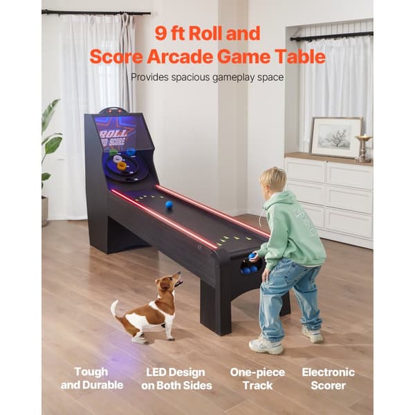9 ft Roll & Score, Arkadspelbord, Elektronisk Målskytt, 4 Bollar, Perfekt för Spelrum