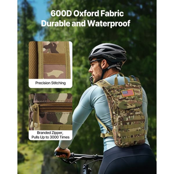 Taktisk Molle Hydration Pack Rygsæk, 3L TPU Vandblære, ideel til cykling og vandring