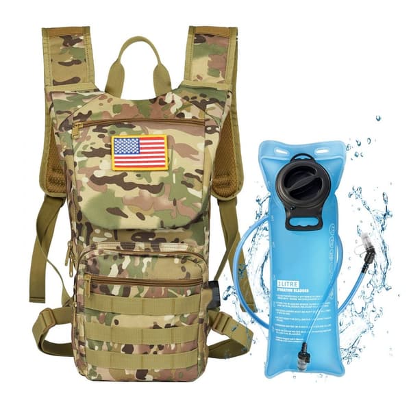 Taktisk Molle Hydration Pack Rygsæk, 3L TPU Vandblære, ideel til cykling og vandring