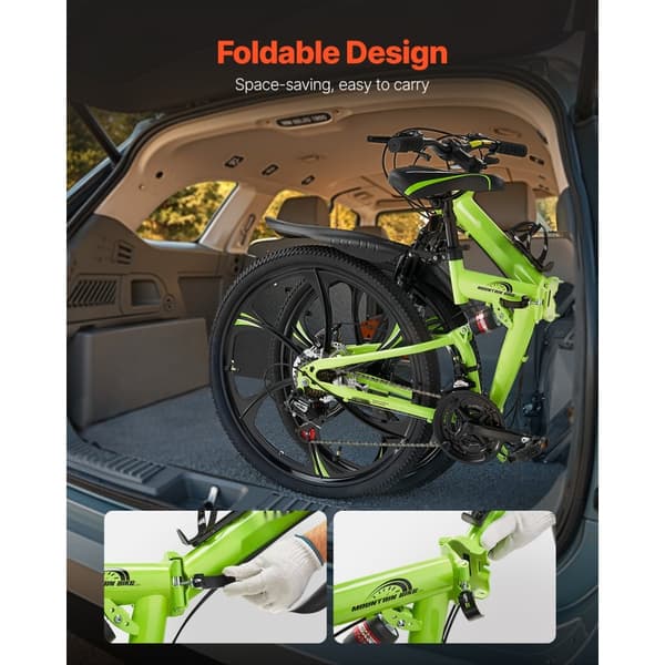 26 Foldbar Mountainbike, MTB Cykel, 21 Gear, Fuld Affjedring, Skivebremser