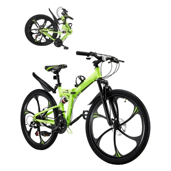 26 Foldbar Mountainbike, MTB Cykel, 21 Gear, Fuld Affjedring, Skivebremser