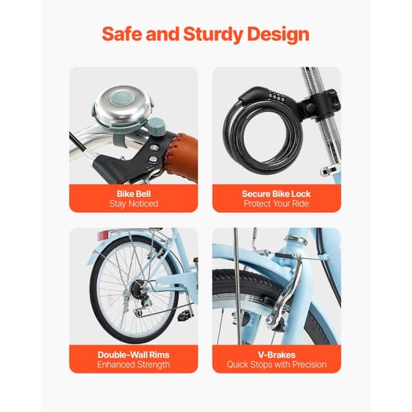 26-tuumainen Rantaristeilijä Cruiser Bike, 7-vaihteinen, vaaleansininen, korilla