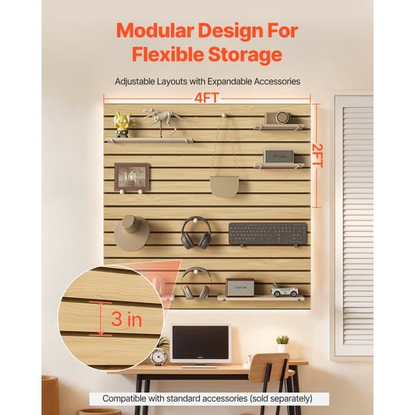SlatWall Paneling 4x4 ft, MDF Natur Garage Slatwall, med modulært design