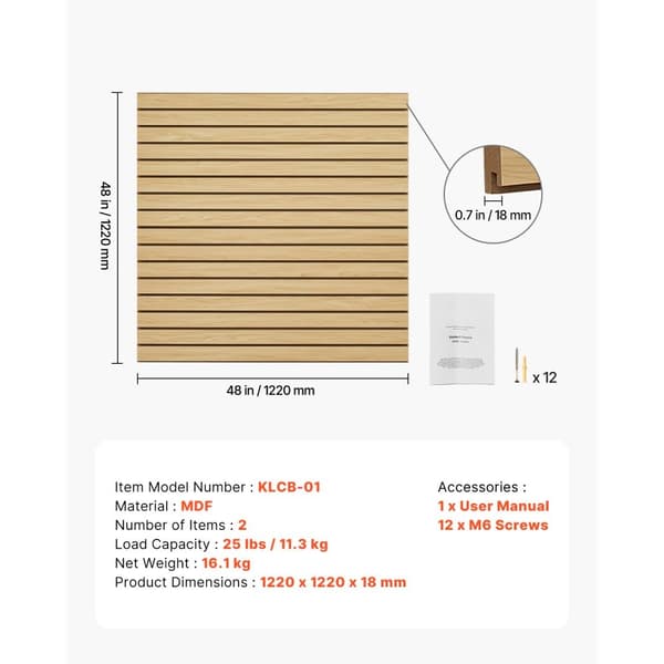 SlatWall Paneling 4x4 ft, MDF Natur Garage Slatwall, med modulært design