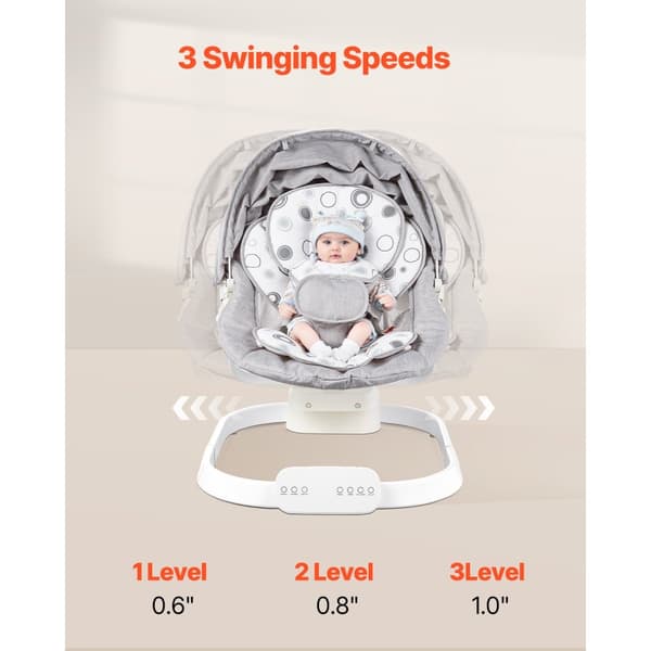 Spädbarns Babygunga, 3 Hastigheter, 3 Sätespositioner, Fjärrkontroll, Bluetooth-funktioner