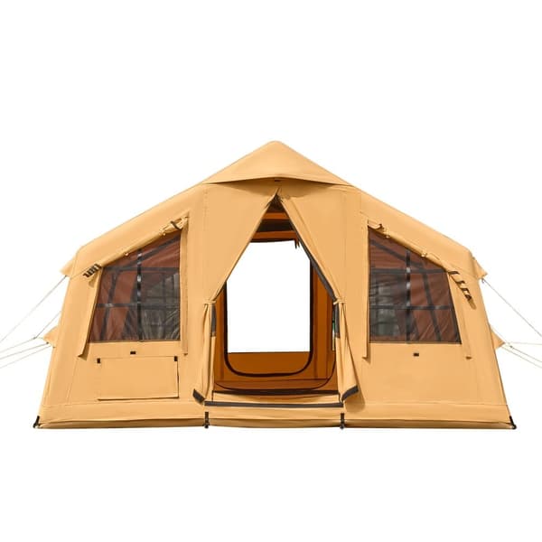Oppusteligt Campingtelt, Glamping Telt til 8-12 Personer, med Pumpe, Nem Opsætning
