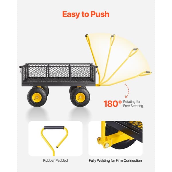 Stål Havevogn, 900lb Kapacitets, Heavy Duty Gårdsvogn, 10 tommer Dæk, Robust og Effektivt Design