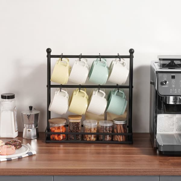 Kaffekrus Holder, Bordplade 16 Kroge Kopstativ, Med Opbevaringsbund