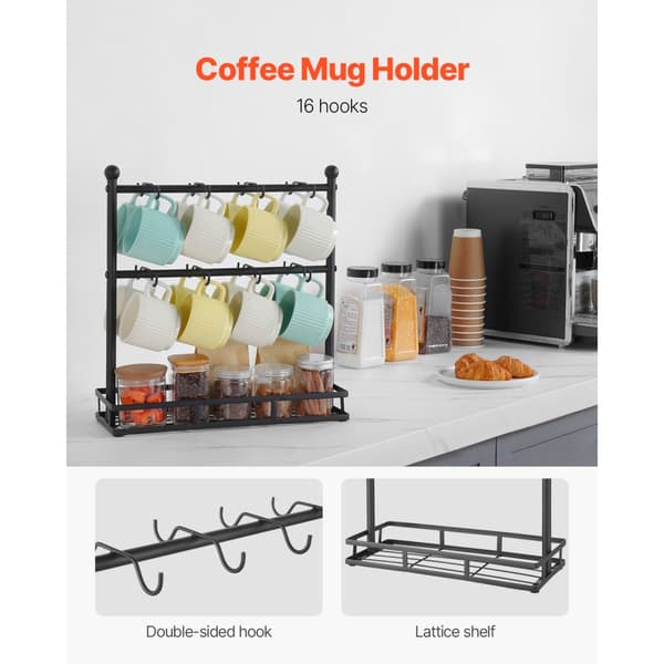 Kaffekrus Holder, Bordplade 16 Kroge Kopstativ, Med Opbevaringsbund