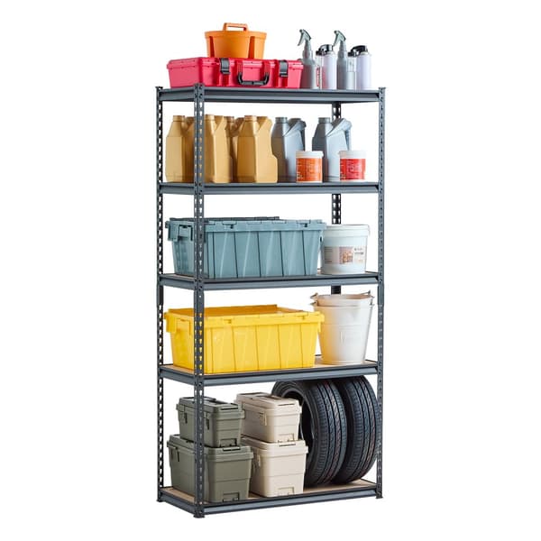 Opbevaringshylder 40,6cm x 91,4cm x 181,4cm, 5-lags garageopbevaringsreoler, højdejusterbar, stærk stålkonstruktion
