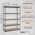 Miniatyrbillede 7 af 11: Opbevaringsreol til Garage, 5-Trins Justerbar Stativ, 2000 lbs Belastningskapacitet