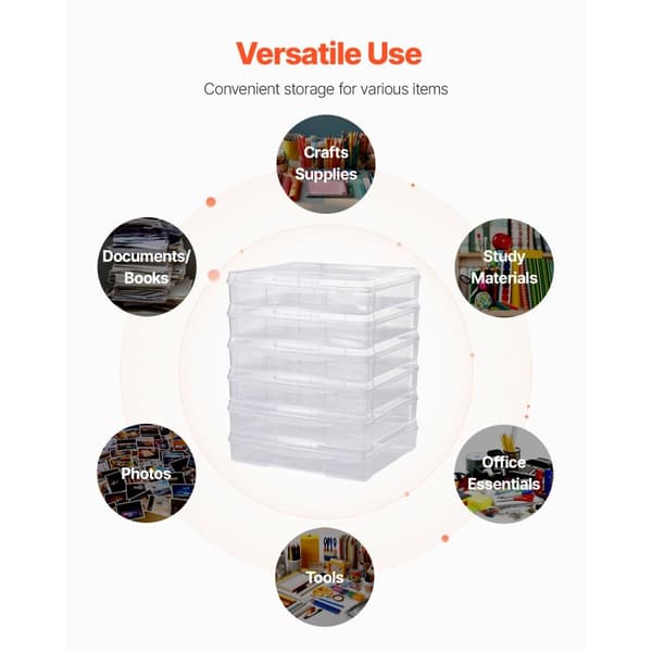 Scrapbook Paper -säilytys, 6 Pack pinottavat muovilaatikot, läpinäkyvää, koteloitava laatiko mallia