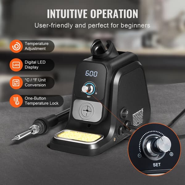 Loddekolbe Station 80W, LED-Display Loddestation Kit, Helping Hands-funktion