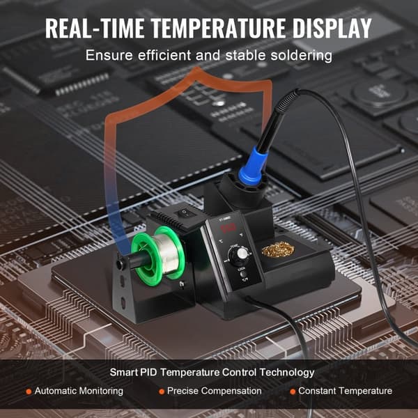 Loddekolbe Station 80W, LCD Display Loddestation Kit, 5 Jern Spidser