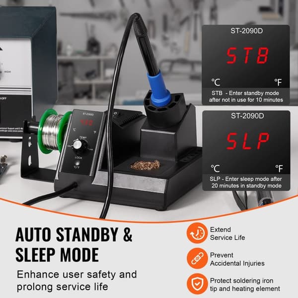 Loddekolbe Station 80W, LCD Display Loddestation Kit, 5 Jern Spidser