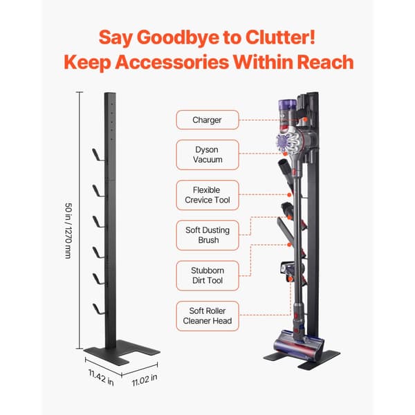 Dyson Multi-Modelsin Tyhjiöteline, Säilytysteline 6 Koukulla, Pidikealue