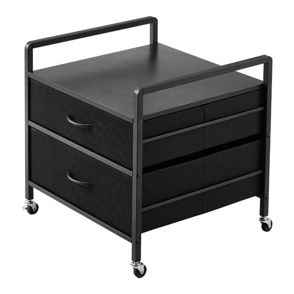 Mini Kylskåp Stativ, Svart Förvaringsbord, 2 Lådor, Bärkapacitet 80 Kg