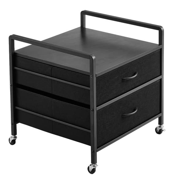 Mini Kylskåp Stativ, Svart Förvaringsbord, 2 Lådor, Bärkapacitet 80 Kg