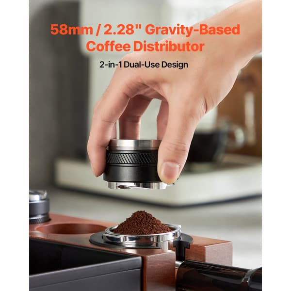58mm Kaffefördelare 2-i-1, Justerbar Espressofördelare, Perfekt för Hemanvändning