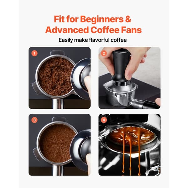 Espresso-tamper 58mm, rostfritt stål, kaffetamper med fjäder, optimal packning, lång livslängd
