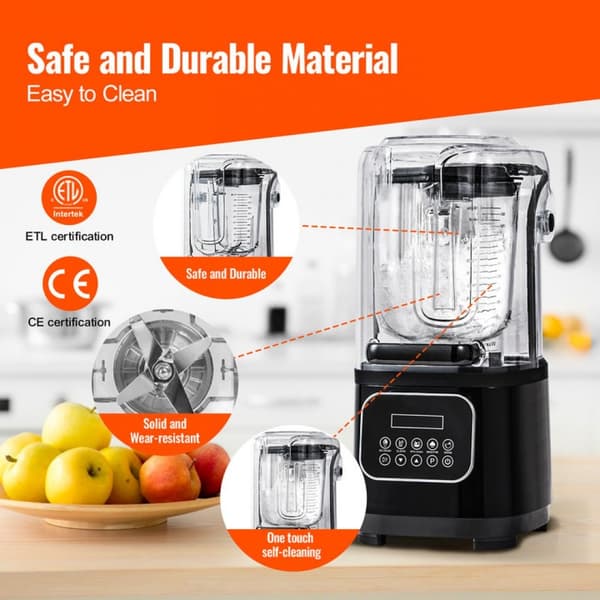 Professionel Blender, Kommerciel Bordblender, 68 oz, til Smoothies og Shakes.