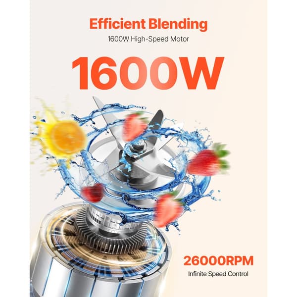 1400 W Tehosekoitin Smoothieille, 85 Unssia, Elintarvikesekoitin keittiöön, nopea sekoitus, helposti puhdistettava