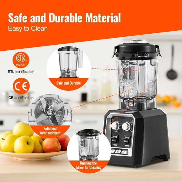 Professionell Blender Kommersiell, Bänkskiva Mixers 68 oz, Smoothies och Shakes